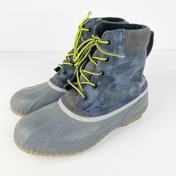 Sorel Winter Boots Boys Youth Size 6 Cheyanne II Snow Duck NY1891-286 Camo Gray - Picture 3 of 6